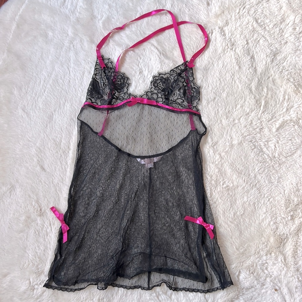 Victoria’s Secret Black Mesh Lace Babydoll.  Size Small